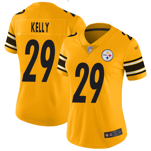 Women Pittsburgh Steelers Football #29 Limited Gold Kam Kelly Inverted Legend Nike NFL Jersey->women nfl jersey->Women Jersey